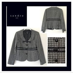 Sandro Black/White Tweed Blazer /Jacket size M